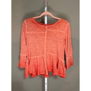 Akemi & Kin Anthropologie Orange Peplum Ruffle Top Medium Bell Sleeve Boho